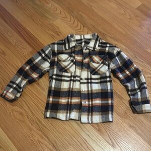Plaid Flannel Shirt - Black, White, and Orange size small